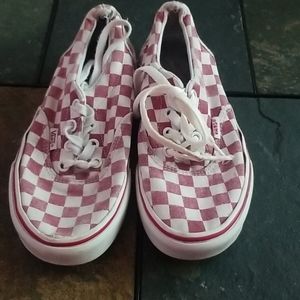 Red and white checkered vans